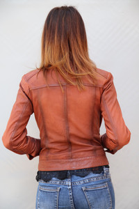 Chaqueta de piel de oveja para mujer, chaqueta de moda de color marrón informal con piel Original, nuevo diseño clásico, 2020 - Product Image 4