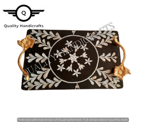 ถาดเสิร์ฟลายดาวมุกคุณภาพสูง ฐานไม้ ฝังกระดูก ได้รับการรับรองจาก EPCH บรรจุภัณฑ์แบบกำหนดเองสำหรับโรงแรม ร้านอาหาร อินเดีย - Product Image 2