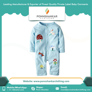 EW-body de algodón orgánico 100% para bebé, Pelele con diseño de dibujos animados a rayas de color liso para primavera y verano - Product Image 5