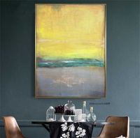 Peintures jaunes sur toile, Art abstrait fin, moderne, en acrylique, peinture murale, Style Rothko, décor pour le salon, 1 pièce