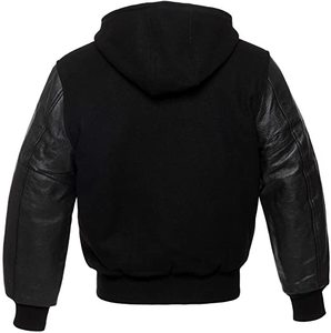 Veste universitaire Letterman personnalisée OEM Vente en gros Hommes en cuir véritable Col montant écologique Manches longues à bas prix - Product Image 3
