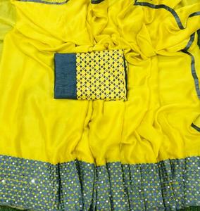 Festival Wear Look le plus attrayant Dola soie bordure dorée broderie travail Saree avec chemisier pièce femmes indiennes portent Surat Alphanumero - Product Image 2