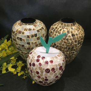 Florero de perla Madre, jarrón con incrustación de concha de mar de Vietnam, florero original ahora en venta - Product Image 4