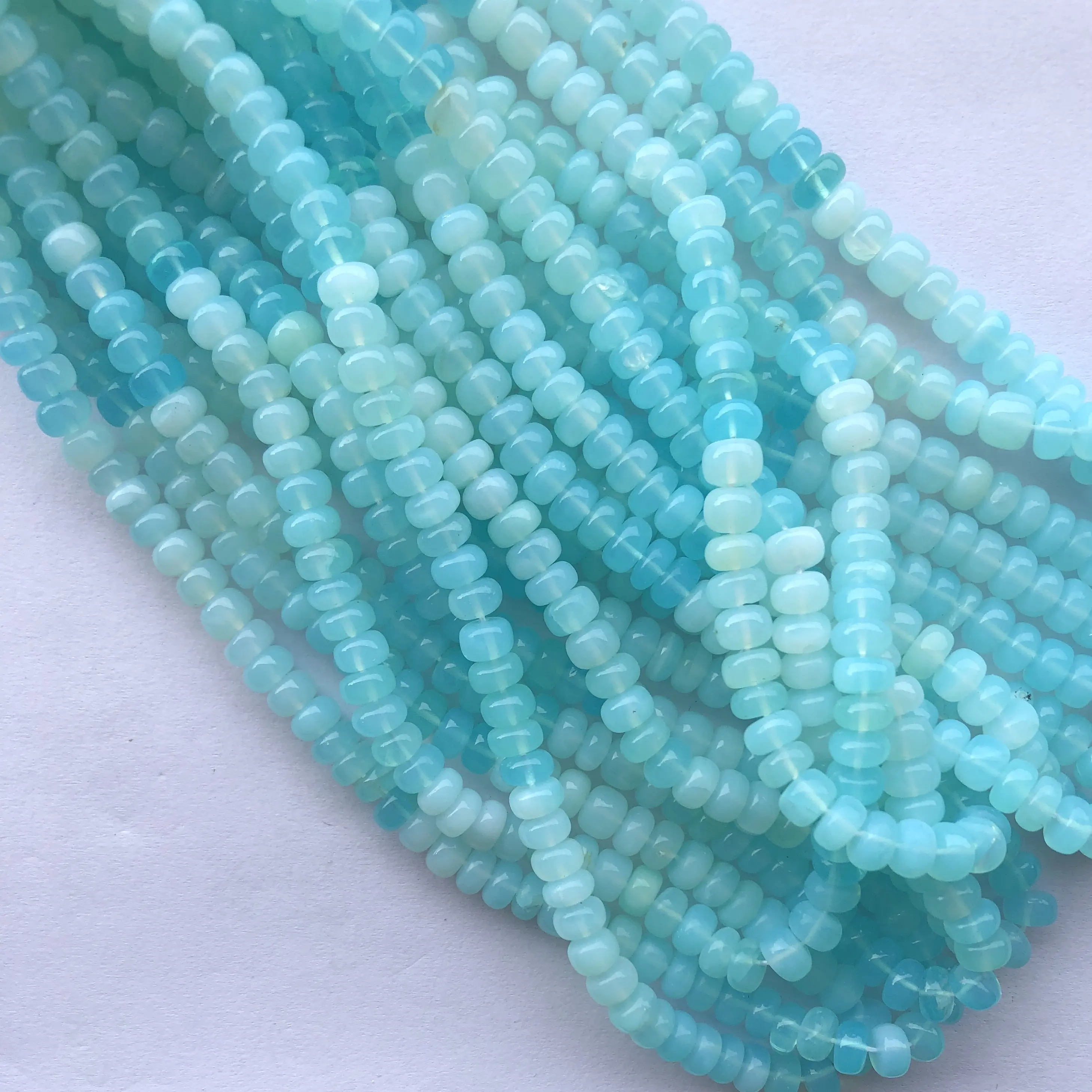 Natural Sea Blue Opal Shaded Stone Smooth Rondelle Beads StrandでWholesale Factory Price Gemstone Buy Direct Online Now