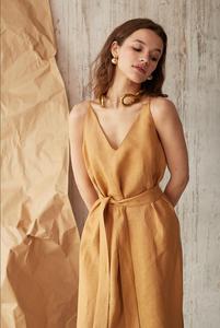 Square Collar Sleeveless Floor-Length Linen Casual <b>Boho</b> Loose Fit Solid Color Breathable <b>Summer</b> Women's <b>Dress</b> Plain Dyed Woven - Product Image 6