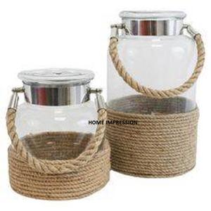 Indian Handmad Stylish <b>Rope</b> & Glass Decorative Parties & Events Decoration Modern Lantern - Product Image 1