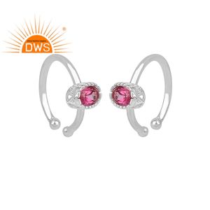Bague en pierre précieuse en topaze rose naturelle, argent 925, boucles d'oreilles abstraites, vente en gros - Product Image 1