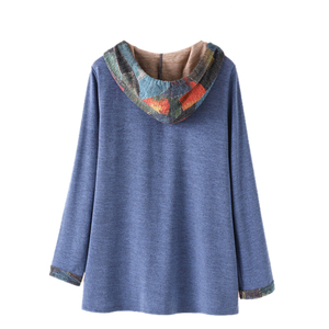 Nueva tendencia moda Out Door Sports nueva colección con capucha Premium Vintage impreso manga larga Patchwork botón Sudadera con capucha para mujer - Product Image 2