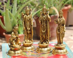 งานฝีมือนิรมลา รูปปั้นพระราม ดาร์บาร์ พระราม ไซตา ลักษมณ์ ฮานูมัน รูปปั้นพระราม ลักษมณ์ พระพุทธรูปอินเดีย พระราม ดาร์บาร์ ทำจากทองเหลือง - Product Image 3