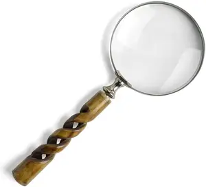 Loupe avec poignée en os véritable, loupe de poche 10x Loupe antique Loupe à collectionner Cadeau décoratif 4"