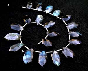 Bonne qualité 1 brin naturel bleu feu Labradorite pierre précieuse facettes hexagone forme perles véritable fabrication de bijoux - Product Image 3