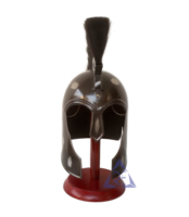 Casque d'armure en acier pour chevalier, plume noire, style médiéval grec, costume d'Achille de Troie, fait main, finition antique, décoration pour la maison