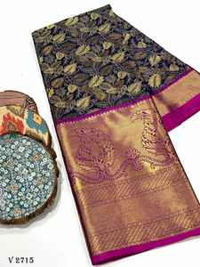 Banarasi-Blusa de seda pura, tejido con Banarasi, Saree - Product Image 6