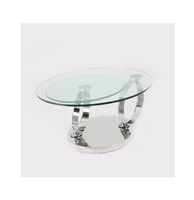 Table basse ronde en verre au design ultime avec base en métal finition dorée, contemporaine pour le salon et la maison