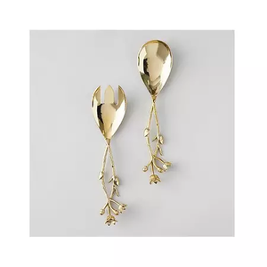 Best Quality Flatware Set of <strong>2</strong> for Home Hotel Wedding Dinner <strong>Spoon</strong> &amp; <strong>Fork</strong> decor Gold Color Modern design Metal Brass Cutlery Set - Product Image 5
