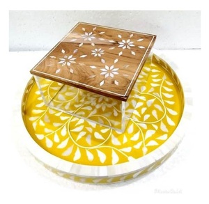 Arabic Style Ramadan Eid Gift White Square Classic Wood Mop Inlay <b>Wooden</b> <b>Lid</b> Acrylic Container Mother Pearl Dessert Storage <b>Box</b> - Product Image 6