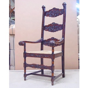 เก้าอี้รับประทานอาหารไม้มะฮอกกานีสไตล์ยุโรปโบราณแกะสลักทำจากไม้เนื้อแข็ง NC เสร็จสิ้นสำหรับบ้านโรงแรมในร่มเฟอร์นิเจอร์ห้องนั่งเล่น - Product Image 1