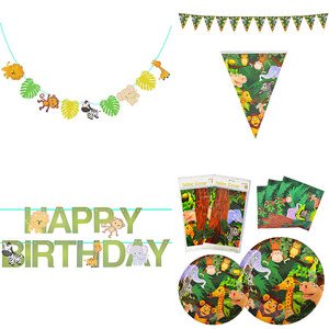 Nicro 52pcs handmade tùy chỉnh màu sắc kỳ nghỉ kỳ nghỉ Hawaii Safari rừng chủ đề Đảng bé tắm sinh nhật Bộ đồ ăn - Product Image 4