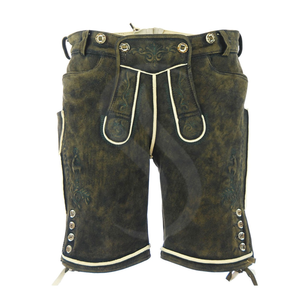 Meilleure qualité allemand Trachten Lederhosen Shorts nouveau Design 2024 personnalisé Style décontracté motif solide brodé cuir 6XL Logo - Product Image 6