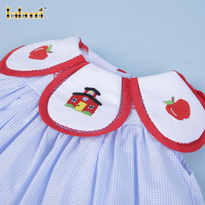 Trường Apple in 100% cotton trẻ em của cô gái smock DRESS OEM ODM tùy chỉnh handmade mùa đông A-line Midi bán buôn bb2847 - Product Image 4