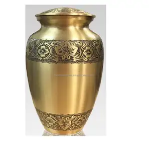 Metal Adult Cremation Urns With Gold Finished Wholesale Best Quality Indian Made Ashes Urns With Low Pisces