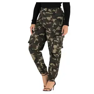 Classics Women's Ladies High Waist Camo Cargo Pants Trouser