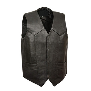 Chaleco de cuero auténtico para motorista, para hombre - Product Image 3