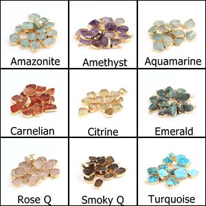 Abalorios colgantes de rebanada cruda de Aguamarina natural chapados en oro y plata hechos de piedra para varios tipos de joyería - Product Image 4