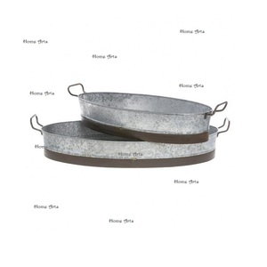 Plateau à dessert galvanisé de qualité supérieure avec poignées en bois Plateau de service de vaisselle de la plus haute qualité en Inde - Product Image 6