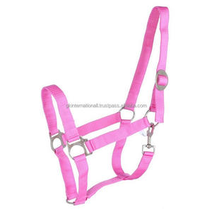 Col licou de cheval en nylon rose confortable et réglable, 17 pouces, nouvelle mode, sangle 100% en nylon, avec boucle et anneaux en acier inoxydable - Product Image 1