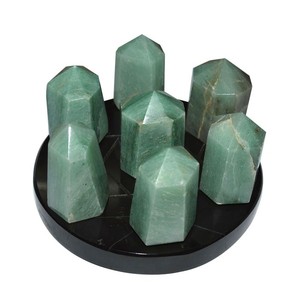 Shop Online for Black Agate Base with 7 Point of Green Aventurine | 7 Point of Green Aventurine - Product Image 1