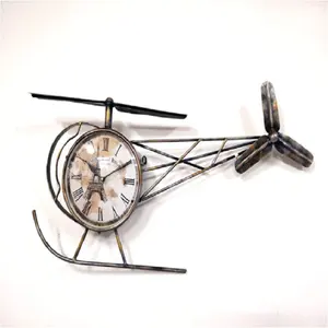 Helicopter Clock Wall Clocks Antique Style Circular Needle Metal Clock