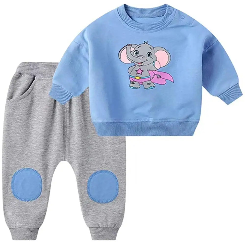 OEM Customized High Quality Baby Boy Clothes Set Infant Toddler Long Sleeve Tops Pants Sweatshirt 2 Pieces Outfit