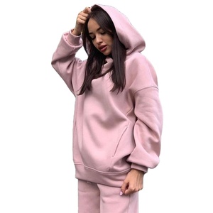 Custom Women Sweatsuits Pink <b>Hoodies</b> and Joggers Set Womens Wholesale Tracksuits Outdoor Gym Breathable Clothing - Product Image 1