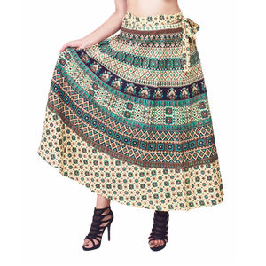 Bagru — jupe portefeuille en coton, imprimé tropical - Product Image 1