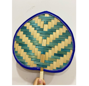 Abanico de mano de bambú, diseño de diversidad, paja tejida a mano, caña de ratán, rafia, 99 dorado - Product Image 2