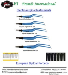 Pinza Bipolar europea, pinza bipolar reutilizable, bayoneta en ángulo hacia abajo, 16,5 cm a 24cm, punta de 0,50mm a 2mm, certificado CE - Product Image 2