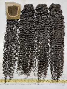 Top brut serré bouclés plus grande longueur faisceaux de trame 36 pouces faisceaux de trame bouclés profonds perruques de cheveux queues de cheval et perruques de dentelle complète - Product Image 4