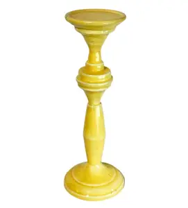 Suporte de velas amarelo decorativo, suporte de velas para mesa de metal