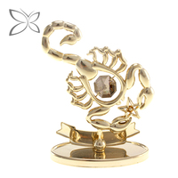 Crystocraft Art populaire européen Figurine signe du zodiaque Scorpion en cristal plaqué or Cristaux taillés brillants Gravure laser Boîte cadeau