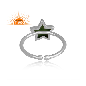 Gema de cobre verde Natural, anillo apilable de corte de estrella, fabricante de joyería, proveedor de anillo de Plata de Ley 925 sólida - Product Image 4