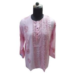 100% rayón impreso Om Hemp Kurta estilo hippy manga larga botón vestidos Om estampado completo Kurta para mujer - Product Image 1