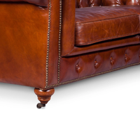 Canapé Chesterfield en cuir pleine fleur Akku Art |   Meubles de salon carrés industriels vintage marron |   Canapé deux places en mousse de luxe