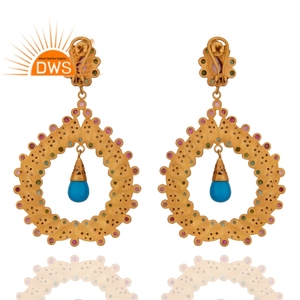 Best Selling Sterling Silver Natural Multi Gemstone <b>Dangle</b> Drop <b>Earring</b> For Women Diamond Jewelry Manufacturer - Product Image 3