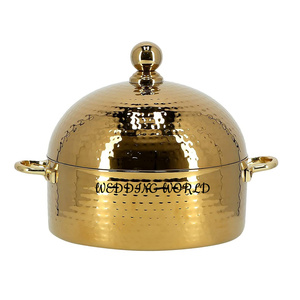 <b>Hammered</b> Steel Hotpot High Quality Handmade Designer Casserole Classic Stylish New Metal Food Warmer - Product Image 2