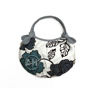 Handmade <b>Crochet</b> Ring Bag with PU Handle and Wood Rings Two Handles <b>Hook</b> & Loop Closure Polyester Material Shoulder Bag - Product Image 4