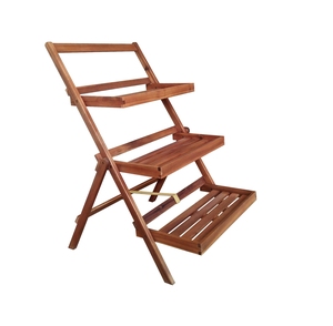 Hot-Selling Eco-Friendly Vintage Design 3-Tier Foldable Acacia Wood Flower <b>Pot</b> <b>Stand</b> Handcrafted for Garden Outdoor Home Use - Product Image 4