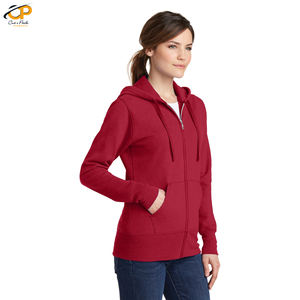 Venta al por mayor personalizado sudaderas con capucha de gran tamaño para las mujeres con cremallera ropa de calle con logotipo largo pulóver abrigo de invierno con cuello con capucha - Product Image 4