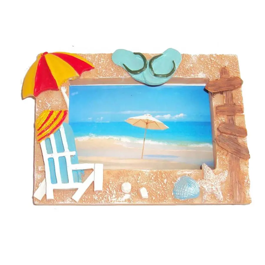Polyresin 4x6 फोटो फ्रेम समुद्र तट स्मारिका राल फोटो फ्रेम शिल्प