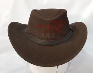 Sombrero de vaquero Unisex de ante marrón oscuro, regalo occidental al por mayor promocional para adultos y niños, patrón de mezcla de tiempo para pescar - Product Image 2